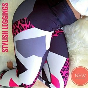 NEW High Waist Leggings with Pink Leopard print